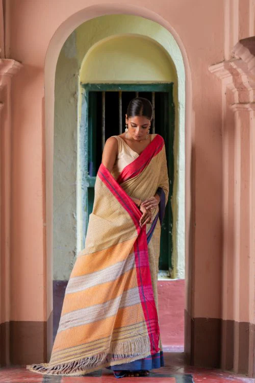 TICH Ethnic Elegance. Handwoven Pateda Aanchu Saree - ThenMazhai - Image 3