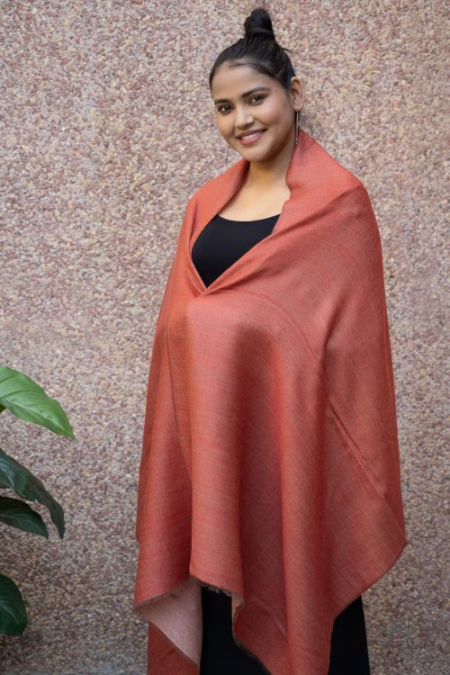 TICH Exclusive Reversible Soft Kashmiri Wool Stole - Pale Pink & Pale Red - Image 4