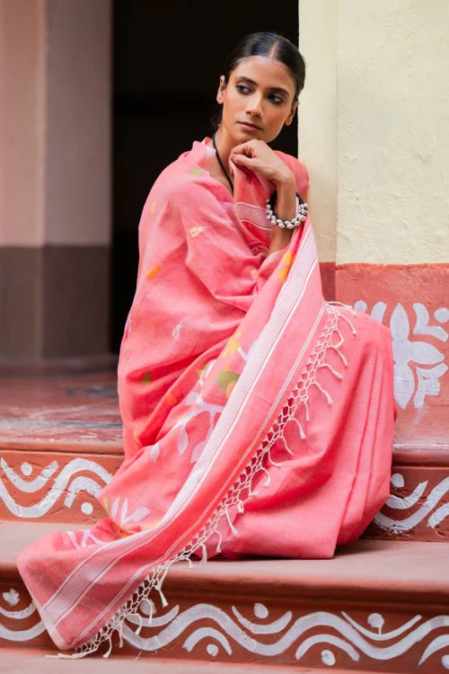 TICH Exclusive Soft Handwoven Bengal Cotton Jamdani Saree - Pakhipath - Image 2