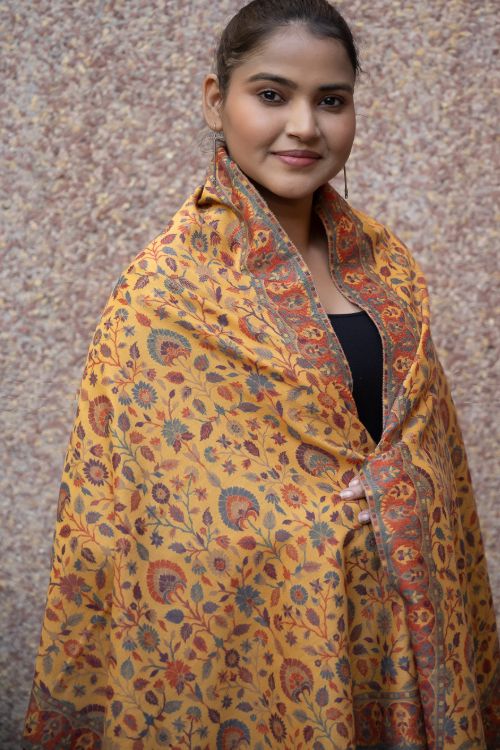 TICH Fine, Soft Kashmiri Kani Pattern Wool Stole - Gulshan - Image 5