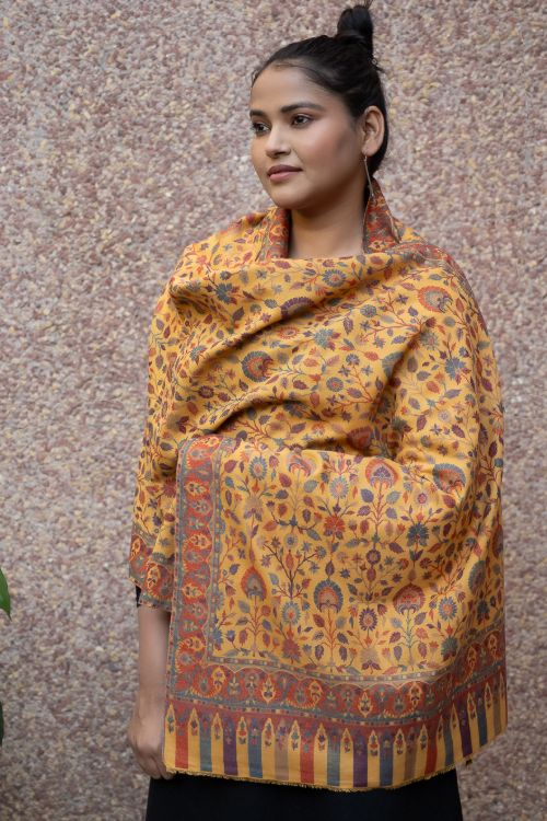 TICH Fine, Soft Kashmiri Kani Pattern Wool Stole - Gulshan - Image 6