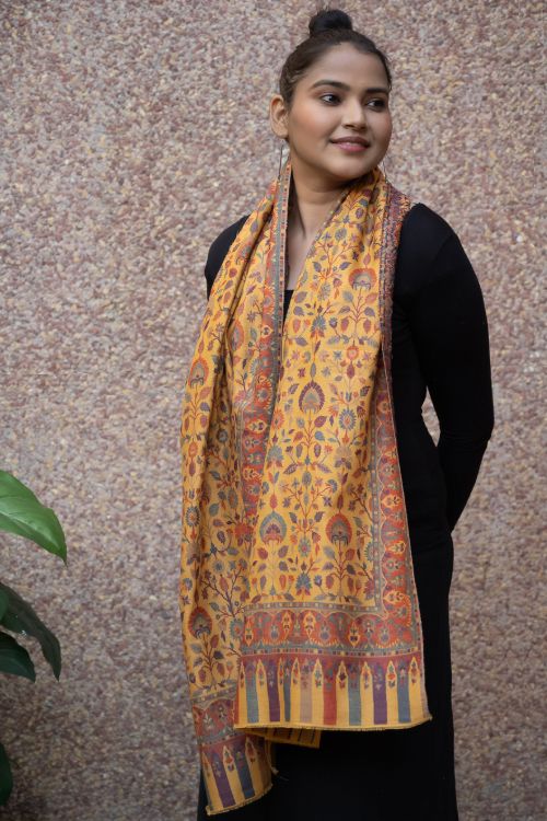 TICH Fine, Soft Kashmiri Kani Pattern Wool Stole - Gulshan - Image 9