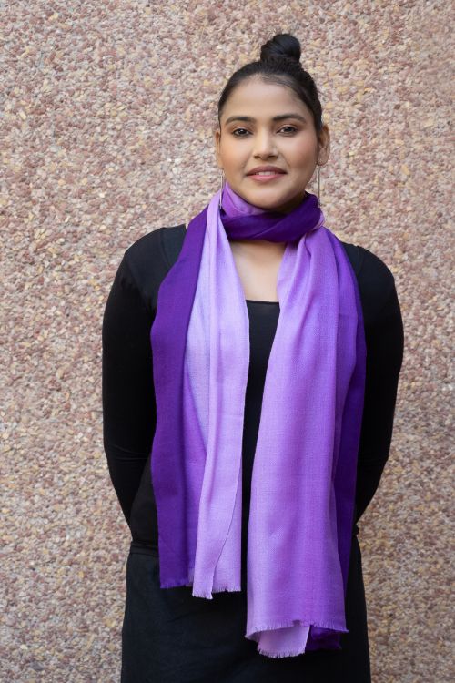 TICH Fine, Soft Kashmiri Ombre Wool Stole - Shades Of Mauve - Image 4