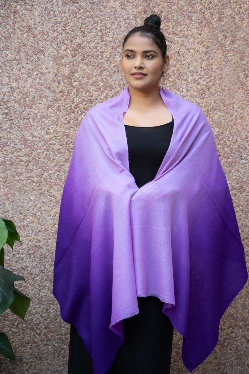 TICH Fine, Soft Kashmiri Ombre Wool Stole - Shades Of Mauve - Image 5