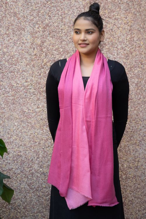 TICH Fine, Soft Kashmiri Ombre Wool Stole - Shades Of Pink - Image 4