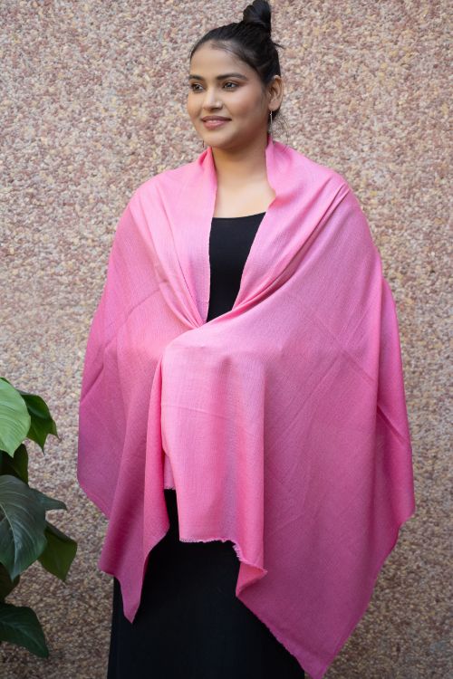 TICH Fine, Soft Kashmiri Ombre Wool Stole - Shades Of Pink - Image 5