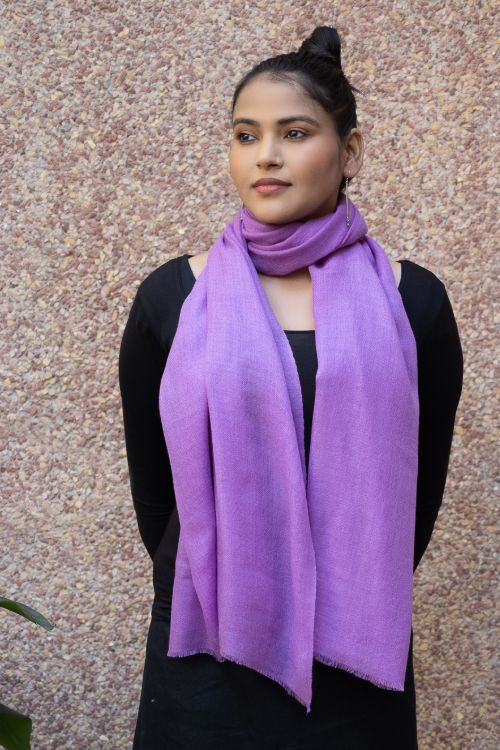 TICH Fine, Soft Kashmiri Plain Wool Stole - Warm Mauve - Image 2