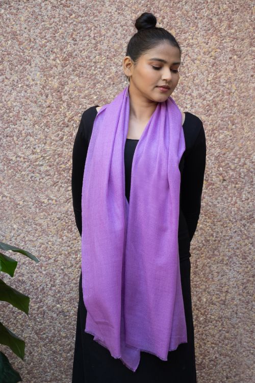 TICH Fine, Soft Kashmiri Plain Wool Stole - Warm Mauve - Image 5