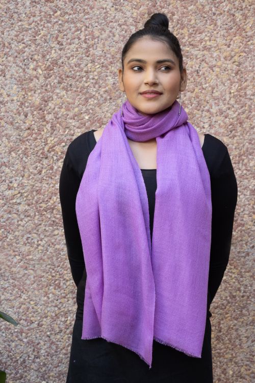 TICH Fine, Soft Kashmiri Plain Wool Stole - Warm Mauve - Image 6