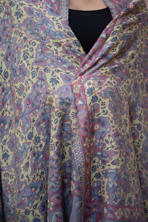 TICH Fine, Soft Kashmiri Wool Stole - Lemon Floral - Image 2