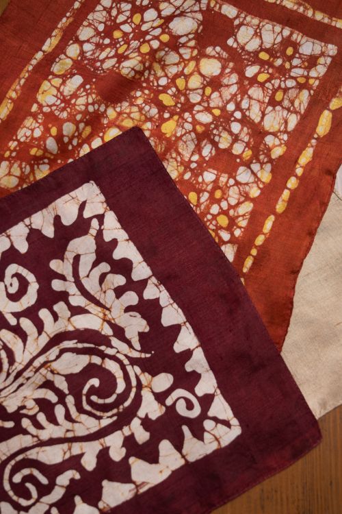 TICH Heritage Batik Print Pocket Squares (Set of 3)-Beige, Rust & Maroon - Image 4