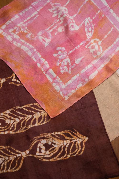 TICH Heritage Batik Print Pocket Squares (Set of 3)-Beige, Wine & Peach - Image 3