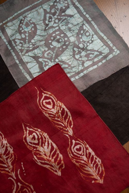 TICH Heritage Batik Print Pocket Squares (Set of 3)-Red, Brown & Grey - Image 4