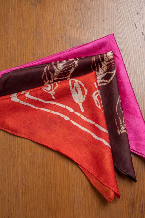 TICH Heritage Batik Print Pocket Squares (Set of 3)-Red, Hot Pink & Wine - Image 2