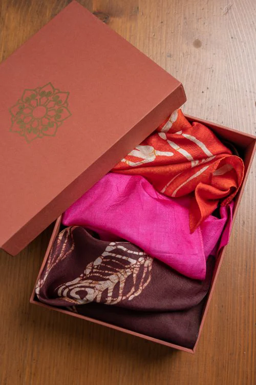 TICH Heritage Batik Print Pocket Squares (Set of 3)-Red, Hot Pink & Wine - Image 4