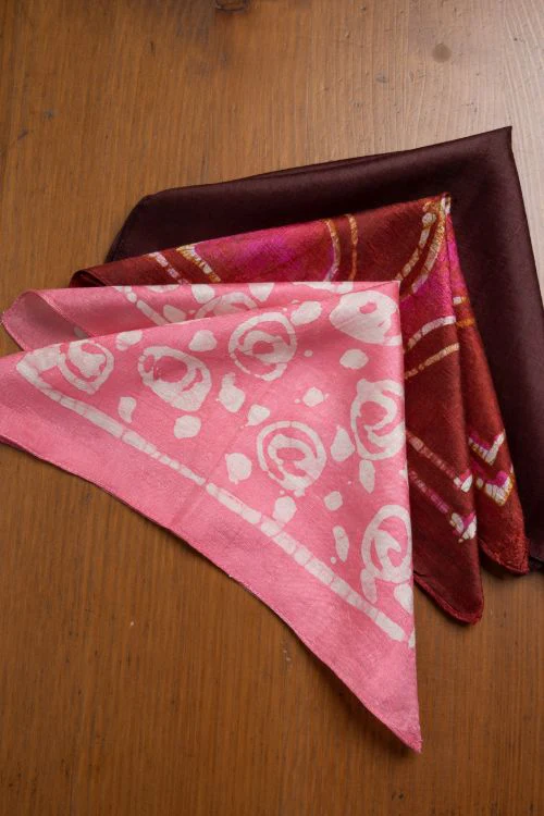 TICH Heritage Batik Print Pocket Squares (Set of 3)-Wine, Red & Pink - Image 4