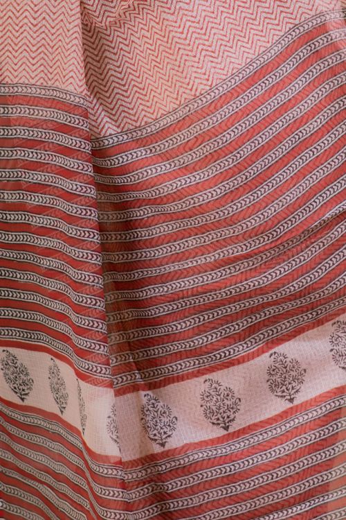 TICH Light & Cool. Bagru Block Printed Kota Doria Saree - Aztec (Without Blouse Piece) - Image 2