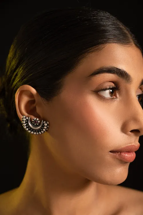 TICH Pure Silver Traditional Maharashtrian Earrings - Akarshini - Image 3