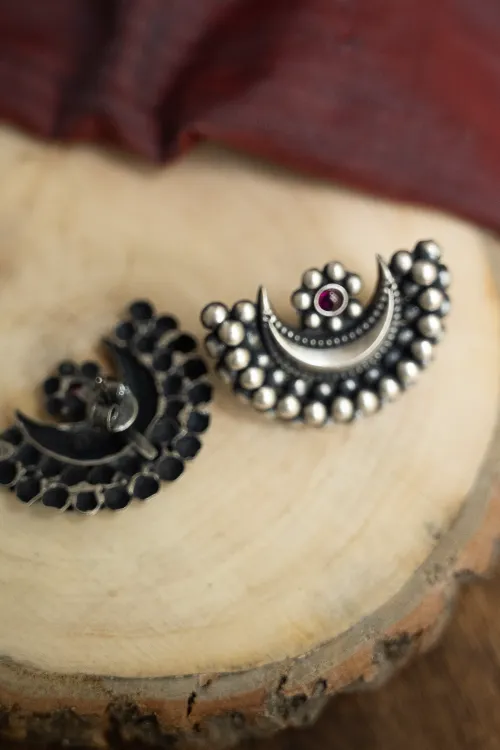 TICH Pure Silver Traditional Maharashtrian Earrings - Akarshini - Image 4