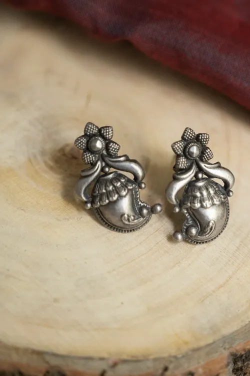 TICH Pure Silver Traditional Maharashtrian Earrings - Ambiya Studs - Image 2