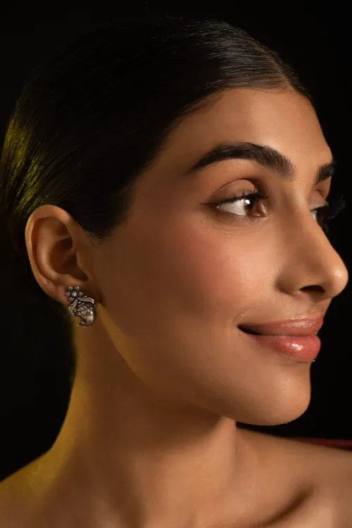 TICH Pure Silver Traditional Maharashtrian Earrings - Ambiya Studs - Image 3