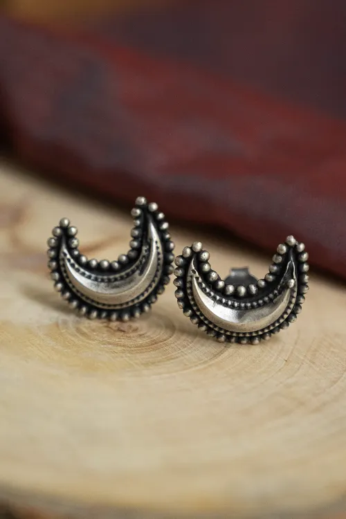 TICH Pure Silver Traditional Maharashtrian Earrings - Ardhachand - Image 2