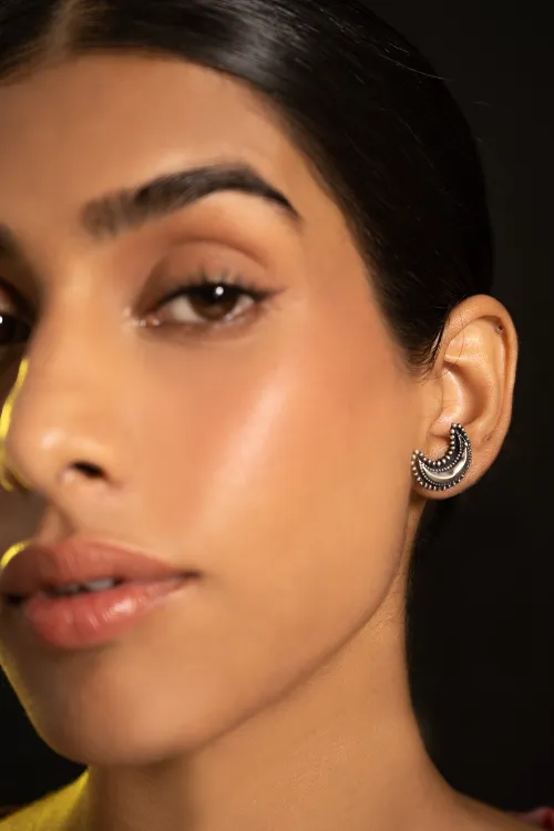 TICH Pure Silver Traditional Maharashtrian Earrings - Ardhachand - Image 3