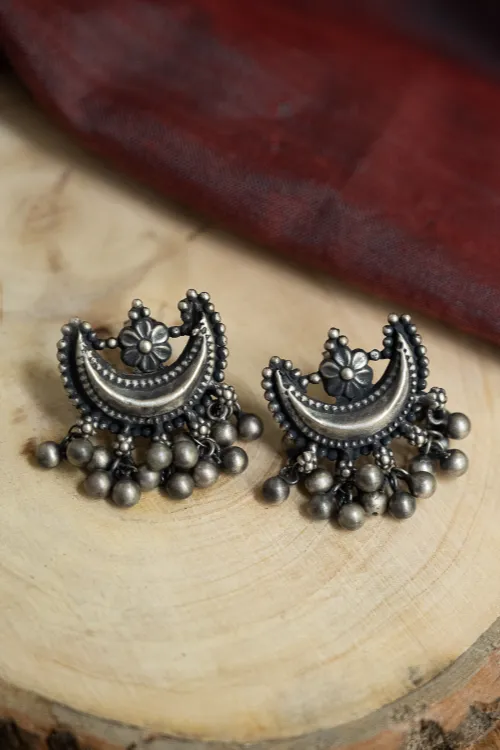TICH Pure Silver Traditional Maharashtrian Earrings - Ardhachandra - Image 2