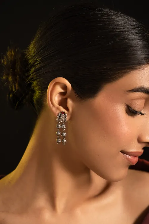 TICH Pure Silver Traditional Maharashtrian Earrings - Ashtapaillumani - Image 3