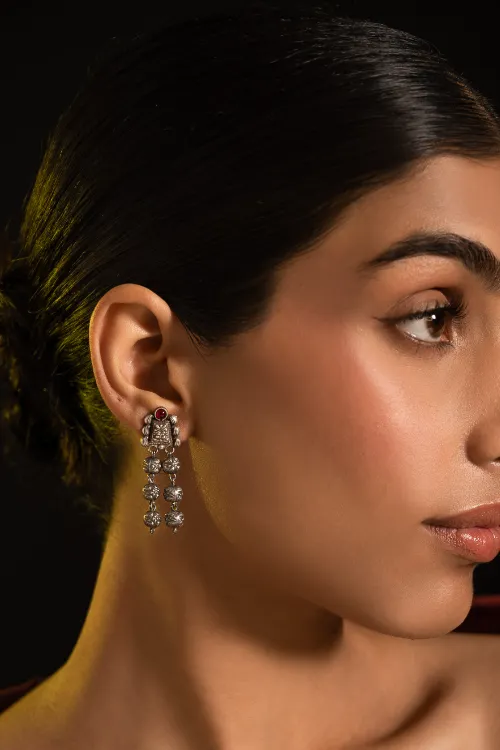 TICH Pure Silver Traditional Maharashtrian Earrings - Ashtapaillumani - Image 5