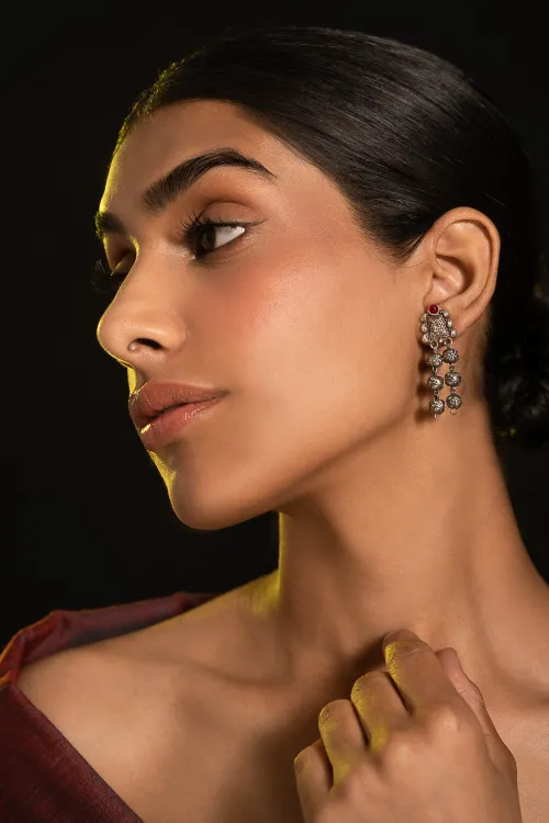 TICH Pure Silver Traditional Maharashtrian Earrings - Ashtapaillumani - Image 6