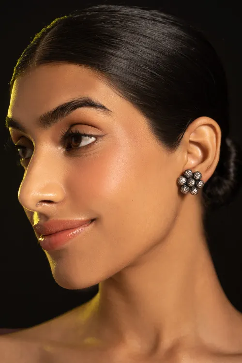 TICH Pure Silver Traditional Maharashtrian Earrings - Ashtapaillumani Kusum - Image 3