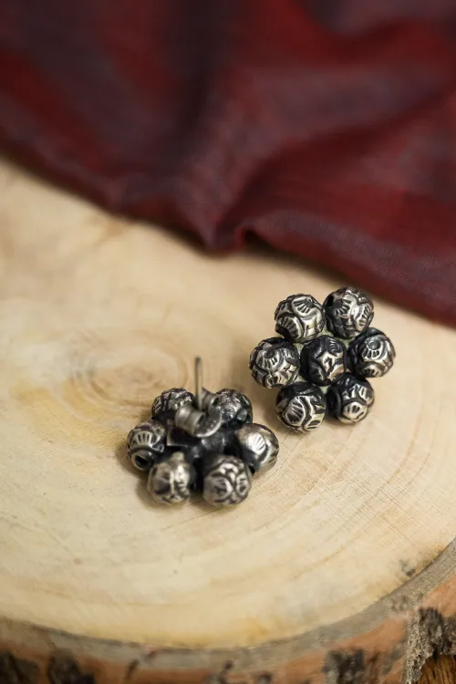 TICH Pure Silver Traditional Maharashtrian Earrings - Ashtapaillumani Kusum - Image 5