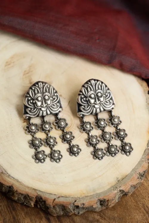 TICH Pure Silver Traditional Maharashtrian Earrings - Bakuli - Image 2