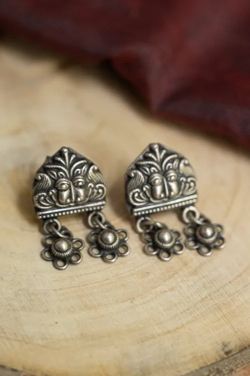 TICH Pure Silver Traditional Maharashtrian Earrings - Bakuli Studs - Image 2