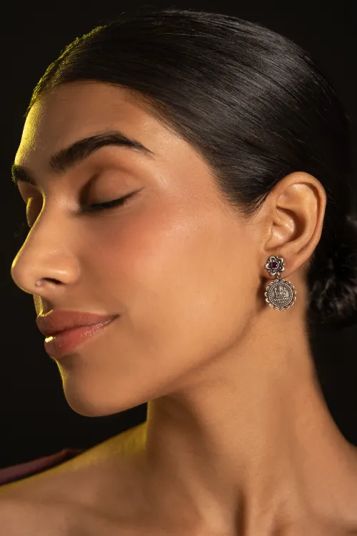 TICH Pure Silver Traditional Maharashtrian Earrings - Bhavani Studs - Image 3