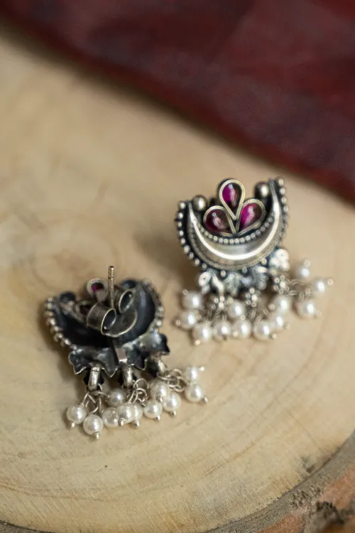 TICH Pure Silver Traditional Maharashtrian Earrings - Chandreshi - Image 4