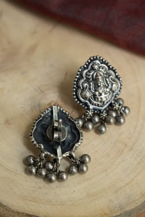 TICH Pure Silver Traditional Maharashtrian Earrings - Devyani Studs - Image 4