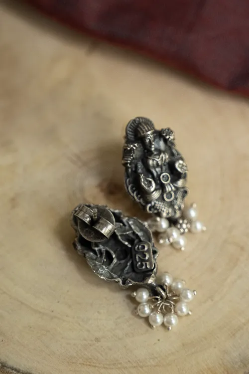 TICH Pure Silver Traditional Maharashtrian Earrings - Gauri Studs - Image 3