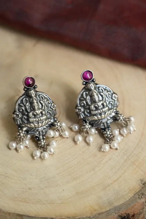 TICH Pure Silver Traditional Maharashtrian Earrings - Kamalini Studs