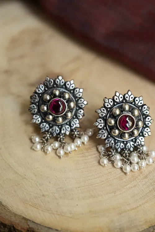 TICH Pure Silver Traditional Maharashtrian Earrings - Kusum Roop - Image 2
