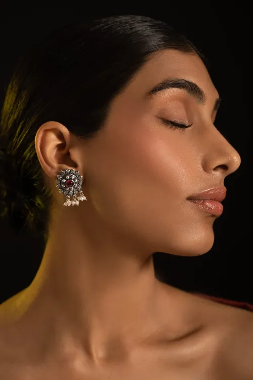 TICH Pure Silver Traditional Maharashtrian Earrings - Kusum Roop - Image 3
