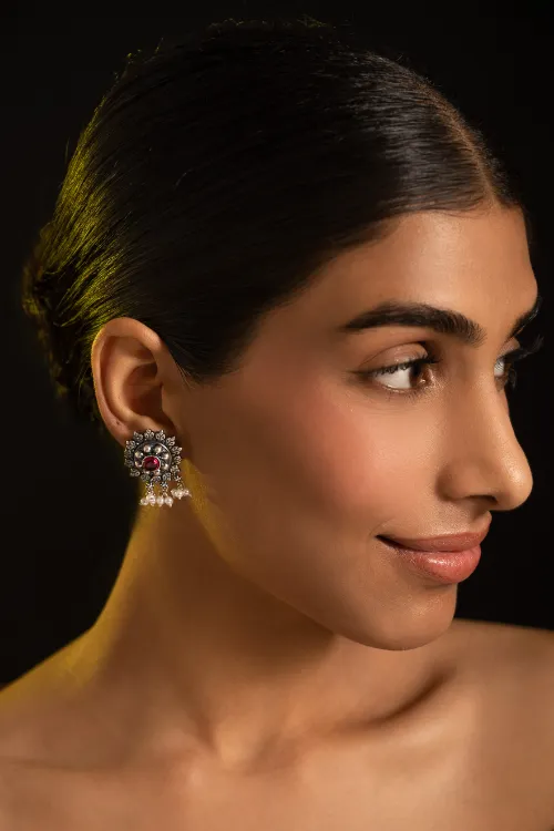 TICH Pure Silver Traditional Maharashtrian Earrings - Kusum Roop - Image 4
