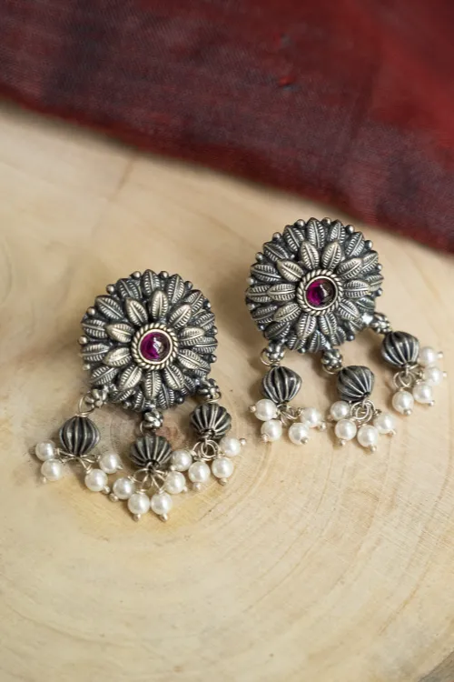 TICH Pure Silver Traditional Maharashtrian Earrings - Layani