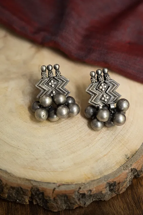 TICH Pure Silver Traditional Maharashtrian Earrings - Leher Studs - Image 2