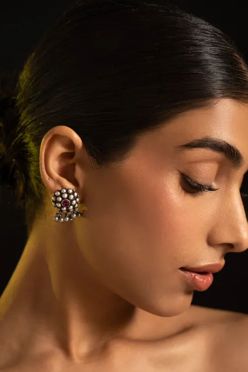 TICH Pure Silver Traditional Maharashtrian Earrings - Manjiri