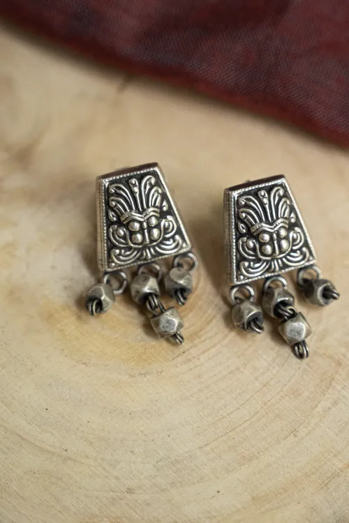 TICH Pure Silver Traditional Maharashtrian Earrings - Mohanmal Studs - Image 2