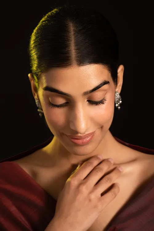 TICH Pure Silver Traditional Maharashtrian Earrings - Mohanmal Studs - Image 3