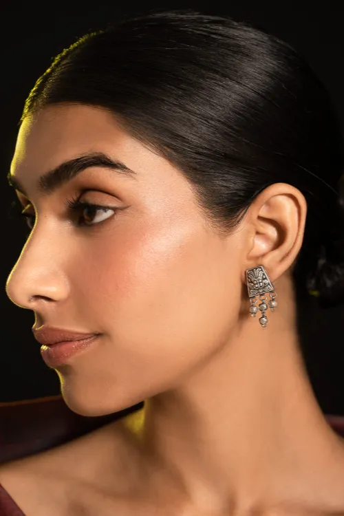 TICH Pure Silver Traditional Maharashtrian Earrings - Mohanmal Studs - Image 5