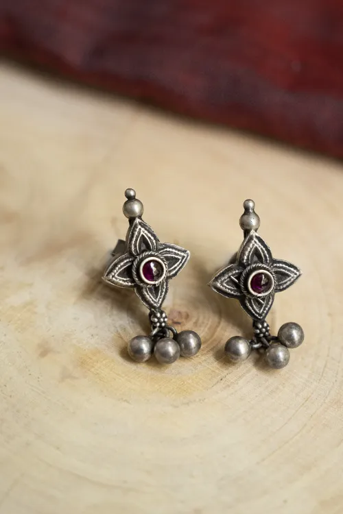 TICH Pure Silver Traditional Maharashtrian Earrings - Tarakini Studs